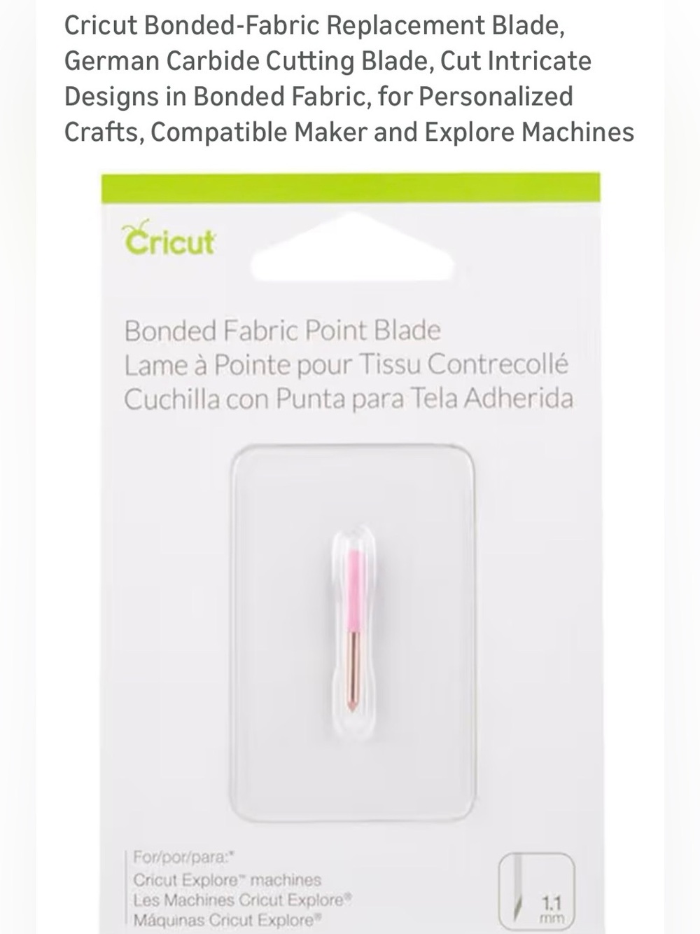 Cricut Bonded Fabric Point Blade - Light Pink